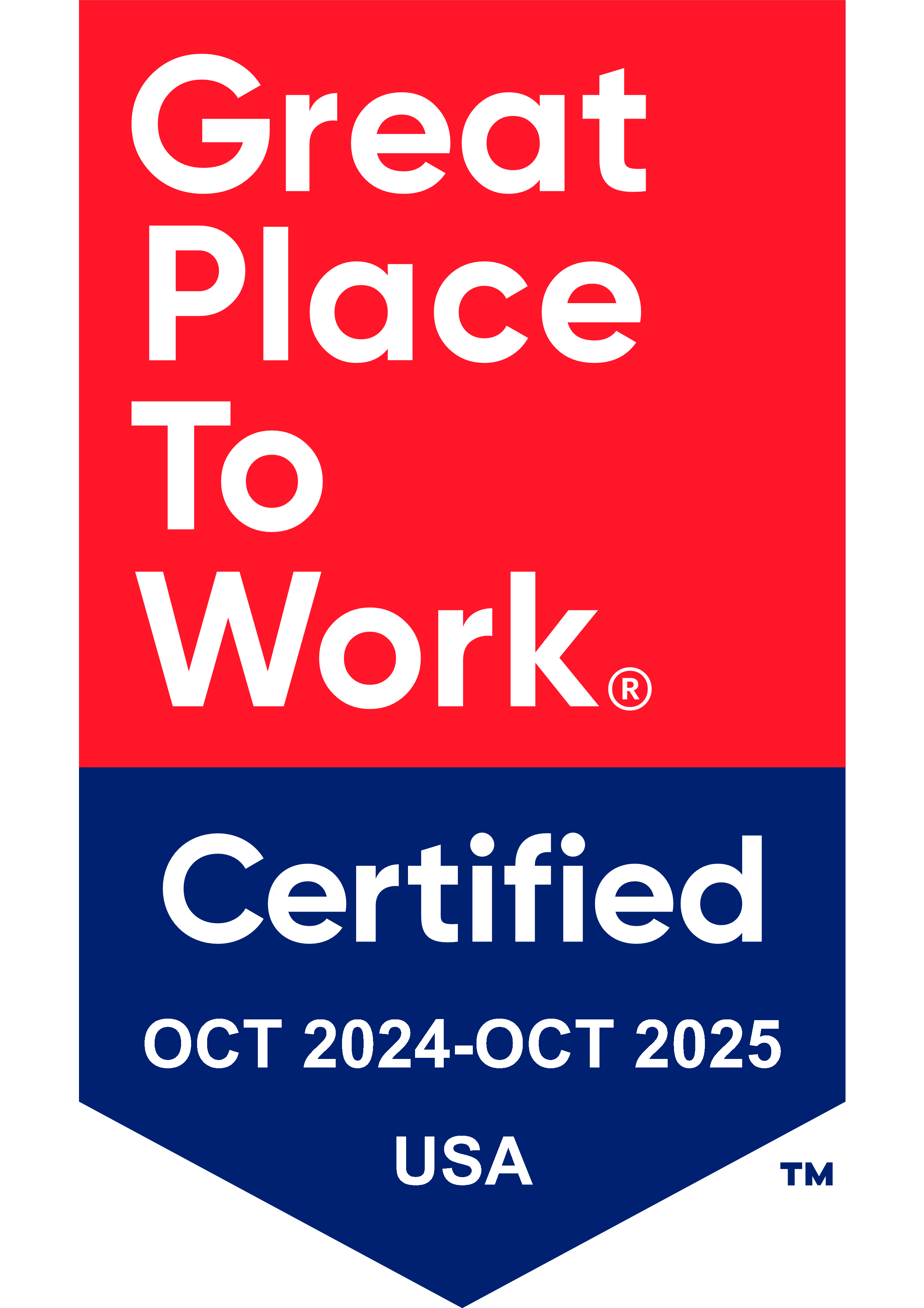 OCT 2024-OCT 2025 Great Place to Work Certification Badge