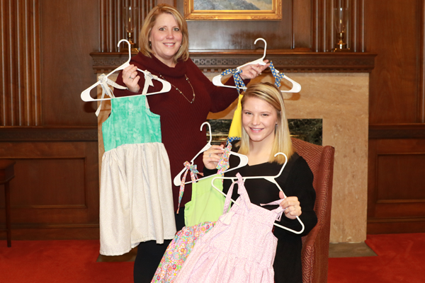 Photo of Joni Caldwell and McKara Caldwell with handmade dresses